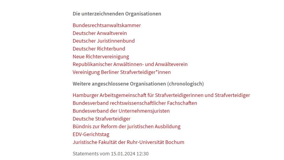 Unterzeichnende Organisationen